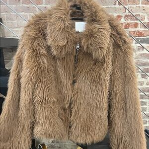 H&M boxy fluffy faux fur jacket